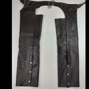 UNIK BLACK LEATHER SNAP LEG CHAPS SIZE S MODIFIED